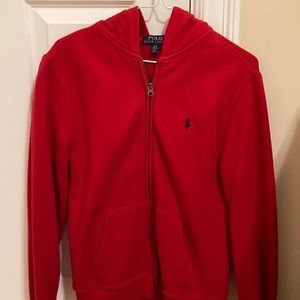 polo red zip up